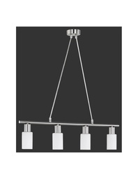 [S-TRIOR30014007] Lampada a Sospensione Moderna Nichel 4 Spot Vetro Bianco Mars Trio Lighting