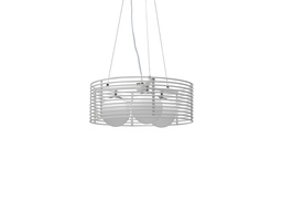 [S-LA/112/BI] Lampada a sospensione in metallo con paralume bianco, dimensioni 50x50x120 cm