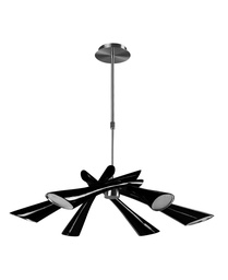 [S-LA/057/N] Lampada a sospensione elegante in metallo con paralume nero, 84x84x52/78h cm