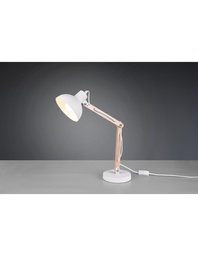 [S-TRIO508300131] Lampada da Tavolo Kimi Legno e Paralume Bianco