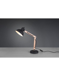 [S-TRIO508300132] Lampada da Tavolo Kimi Legno e Paralume Nero