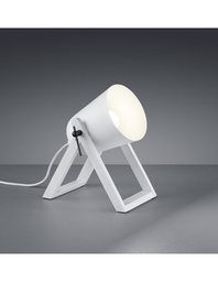 [S-TRIOR50721031] Lampada da Tavolo Moderna Marc Base Legno e Spot Metallo Bianco Trio Lighting