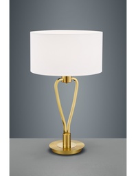 [S-TRIO500200108] Lampada da Tavolo Paris II Ottone con Paralume Bianco