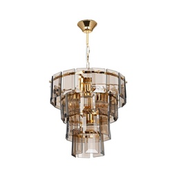 [S-FZ97672] Lampada da soffitto a 4 luci Falez MDL3829 vetro fumè e oro