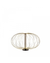 [S-LA/140/OR] Lampada da tavolo LED in metallo oro con paralume in acciaio e base in ottone lucido, struttura in tubo acrilico bianco - 50cm x 50cm x 29cm