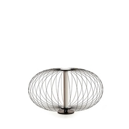 [S-LA/140/N] Lampada da tavolo led con paralume in acciaio nero lucido, 50x50x29 cm