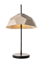 [S-LA/105/TO] Lampada da tavolo con paralume in cartone riciclato tortora, struttura e base in metallo nero - 37x37x60 cm