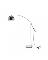 [S-LA/073] Lampada da terra in metallo grigio, paralume in cromo, 152.6cm x 36cm x 185cm