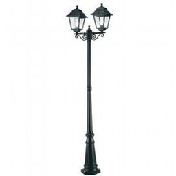 [S-SOV396/06] Lampada da terra in alluminio pressofuso con diffusori in vetro trasparente, altezza max 210mm, IP43 nero