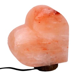 [S-V6911590000] Lampada sale a forma di cuore con base in legno, dimensioni 18x8x19,5 cm