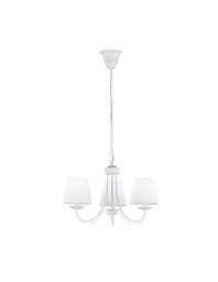 [S-TRIO110600331] Lampadario Sospensione Bianco 3 Paralumi Tessuto Cortez