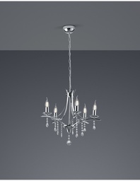 [S-TRIO101600506] Lampadario Contemporaneo 5 Portalampada E14 Lucerna Cromo