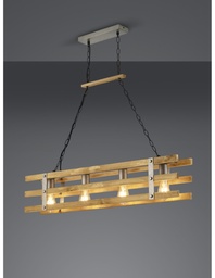 [S-TRIO305500467] Lampadario in Legno Design Rustico con 4 Luci