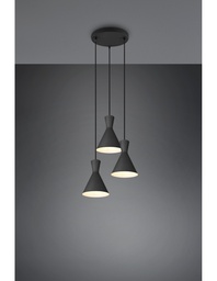 [S-TRIOR30783932] Lampadario Rotondo Enzo 3xE27 Nero Opaco Trio Lighting
