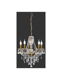 [S-TRIOR1107-03] Lampadario Sala da Pranzo con Bracci Lüster Classico 5 Luci Ottone con Pendenti Trio Lighting
