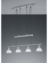 [S-TRIO371010407] Lampadario Sali e Scendi 4 Luci Bilanciere Nichel