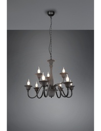[S-TRIO112900942] Lampadario Salone 9 Luci Nero Con Catena