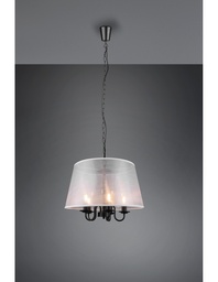 [S-TRIOR31035032] Lampadario Salone Paralume Organza 5 Luci Bianco Cima Trio Lighting