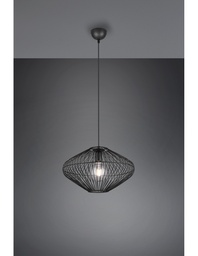 [S-TRIOR30831032] Lampadario Sospensione Gabbia Metallo Nero Cobain
