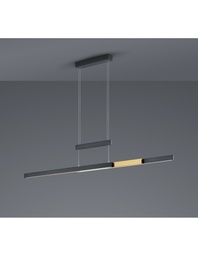 [S-TRIO375310502] Lampadario Ufficio Moderno Trajan Doppio Led Touch Dimmer Nero E Ottone Trio Lighting
