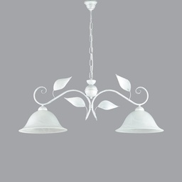 [S-BL81-2-BA] Lampadario a sospensione in ferro Bianco Argento due luci  93x h34 cm