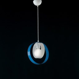 [S-BL114-1-BAZ] Lampadario a sospensione in ferro Bianco Azzurro una luce 25x h27 cm