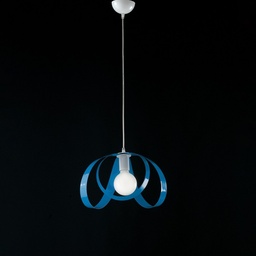 [S-BL129-1-BAZ] Lampadario a sospensione in ferro Bianco Azzurro una luce 32x h24 cm