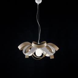 [S-BL145-4-BT] Lampadario a sospensione in ferro Bianco Tortora quattro luci 66x h28 cm