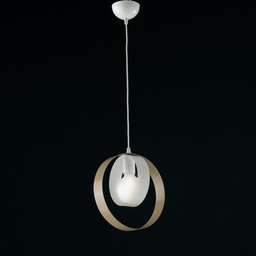 [S-BL114-1-BT] Lampadario a sospensione in ferro Bianco Tortora una luce 25x h27 cm