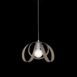 [S-BL129-1-BT] Lampadario a sospensione in ferro Bianco Tortora una luce 32x h24 cm