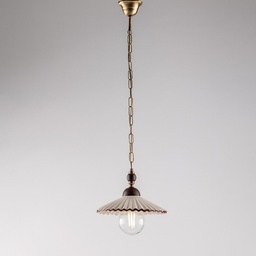 [S-BL182-S1-DM25-RG] Lampadario a sospensione in ferro bronzato Bianco e Marrone 25x h18 cm