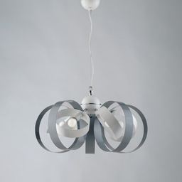 [S-BL114-5-BG] Lampadario a sospensione in ferro cinque luci Bianco Grigio 58x h26 cm