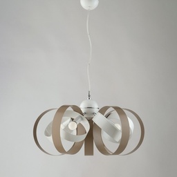 [S-BL114-5-BT] Lampadario a sospensione in ferro cinque luci Bianco Tortora 58x h26 cm