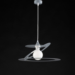 [S-BL208-1-GR] Lampadario a sospensione in taglio laser ferro Grigio una luce diametro 40x h18 cm