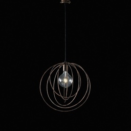 [S-BL131-NR] Lampadario a sospensione moderno in ferro Nero decorazione Rame una luce 42x h45 cm