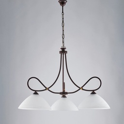 [S-BL217-S3-RG] Lampadario arte povera in ferro Nero ruggine tre luci  78x h65 cm