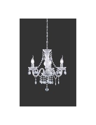 [S-TRIOR11073000] Lampadario Classico con Bracci Lüster 3 Luci Cromo Pendenti Trasparenti