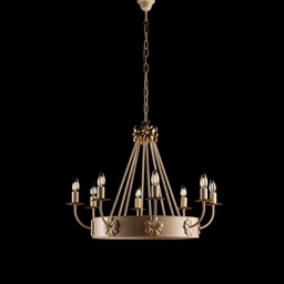 [S-BL228-8-AV] Lampadario ferro Avorio Decape rifinitura Oro impero otto luci 76x h57 cm