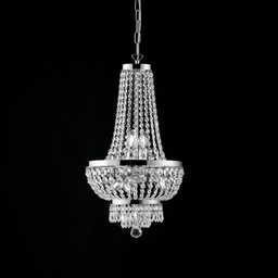 [S-BL189-5-CR] Lampadario imperiale in ferro e ottone Cromato con stass cinque luci 35x h70 cm