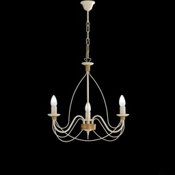 [S-BL105-3-AV] Lampadario in ferro Avorio Decape rifinitura Oro tre luci 49x h43 cm