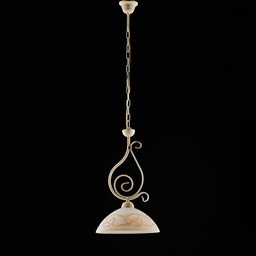 [S-BL225-1-AV] Lampadario in ferro Avorio Decape rifinitura Oro una luce 30x h51 cm