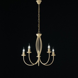 [S-BL147-5-AV] Lampadario in ferro Avorio decape cinque luci 55x h53 cm