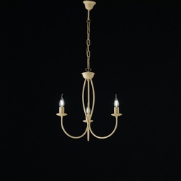 [S-BL147-3-AV] Lampadario in ferro Avorio decape tre luci 45x h50 cm