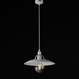 [S-BL234-1-BA] Lampadario in ferro Bianco  Argento industrial minimal 30x h14 cm