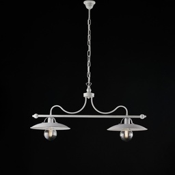 [S-BL234-2-BA] Lampadario in ferro Bianco  Argento industrial minimal 87x h36 cm