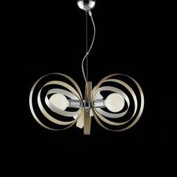 [S-BL151-3-BT] Lampadario in ferro Bianco Tortora tre luci rifiniture Cromo 58x h30 cm