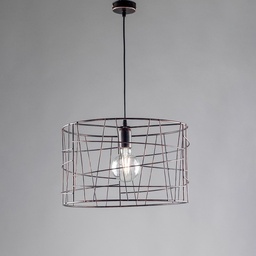 [S-BL168-1-NR] Lampadario industrial a sospensione in ferro Nero Rame una luce 41x h29 cm