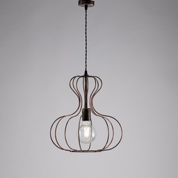 [S-BL206-NR] Lampadario industrial sospensione in ferro Nero e Rame urban 35x h40 cm