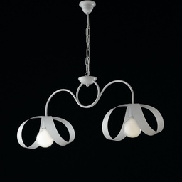[S-BL128-2-BCO] Lampadario moderno a sospensione in ferro Bianco due luci 82x h35 cm