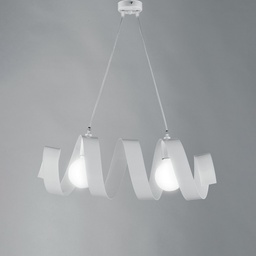 [S-BL141-2-BCO] Lampadario moderno a sospensione in ferro due luci Bianco 54x h20 cm